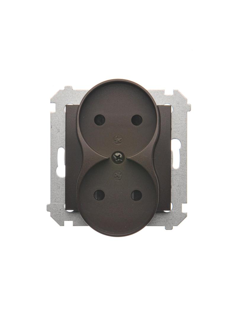 Simon 54 Gniazdo bez uziemienia z przesłonami podwójne 16A z. śrub. brąz mat *Do ramek S54 PREMIUM