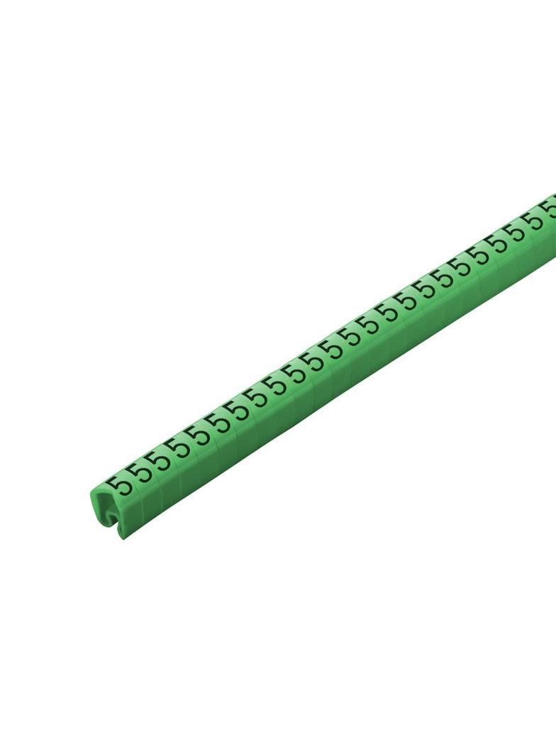 CLI C 2-4 GN/WS 5 CD System kodowania kabli, 4 - 10 mm, 7 mm, Nadrukowane znaki: Liczby, 5, PVC, miękkie, bez kadmu, zielony /250szt./ 1568261518 WEIDMÜLLER