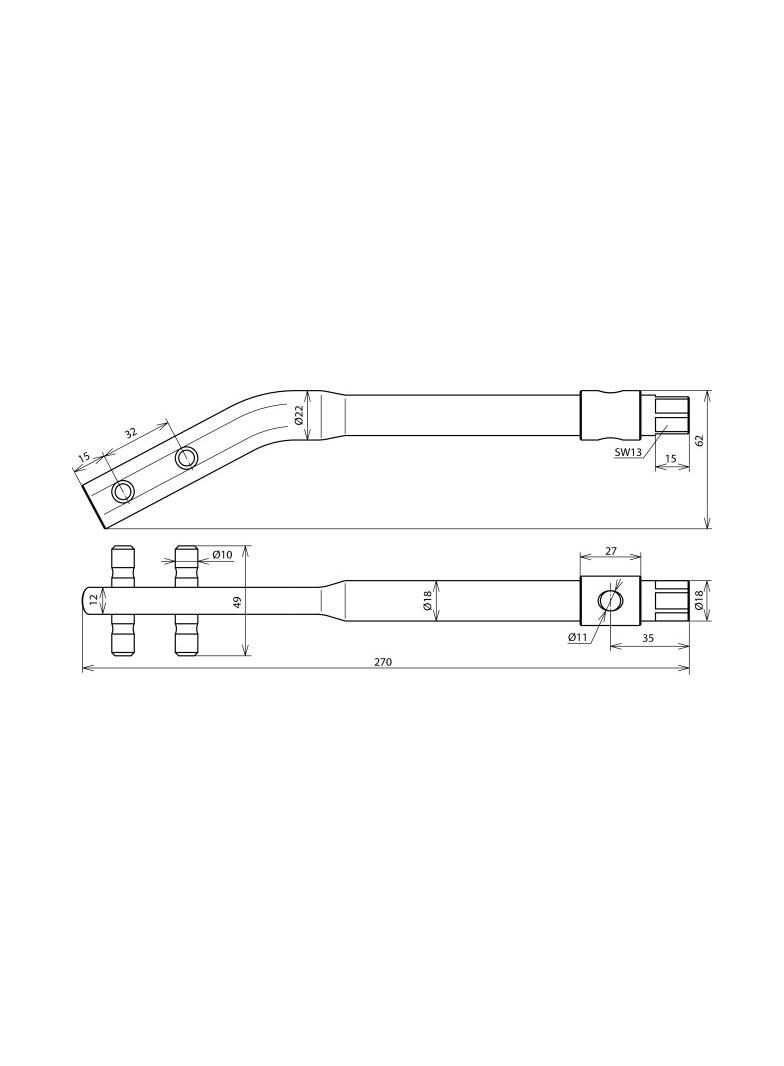 Klucz do drutu zbrojeniowego 8 mm, wygięty, stal uczerniona