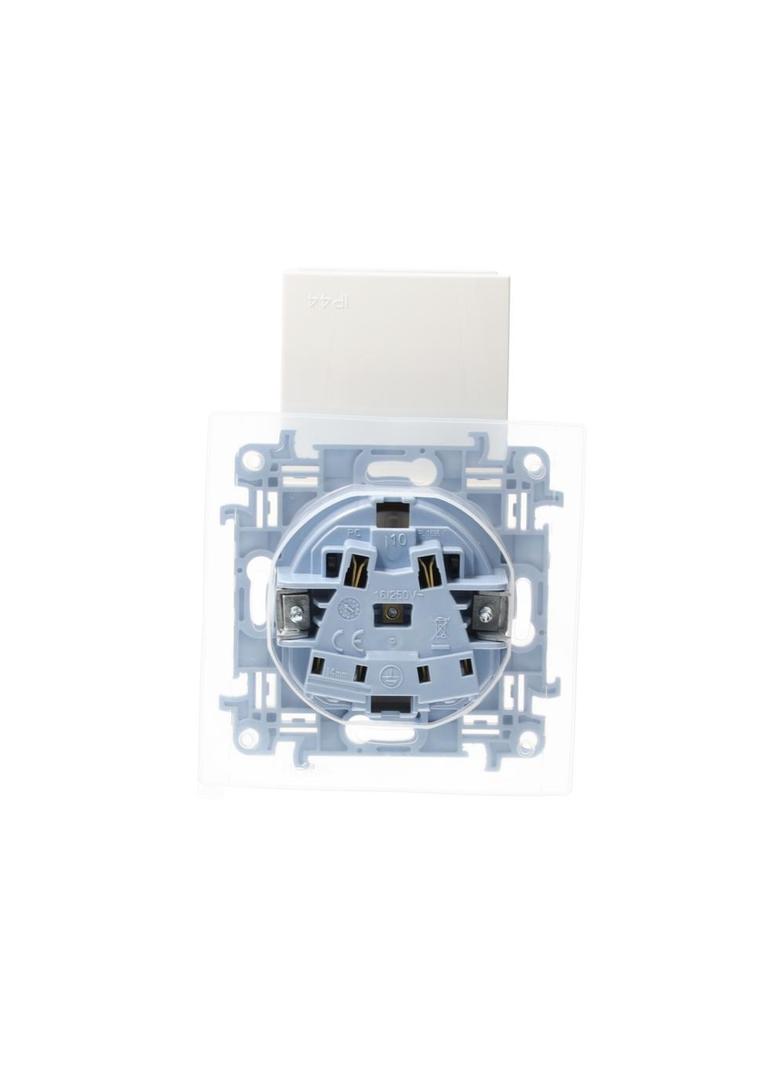 Simon 10 Gniazdo z/u IP44 z uszczelką – klapka w kol. pokrywy 16A szybkozłączka biały