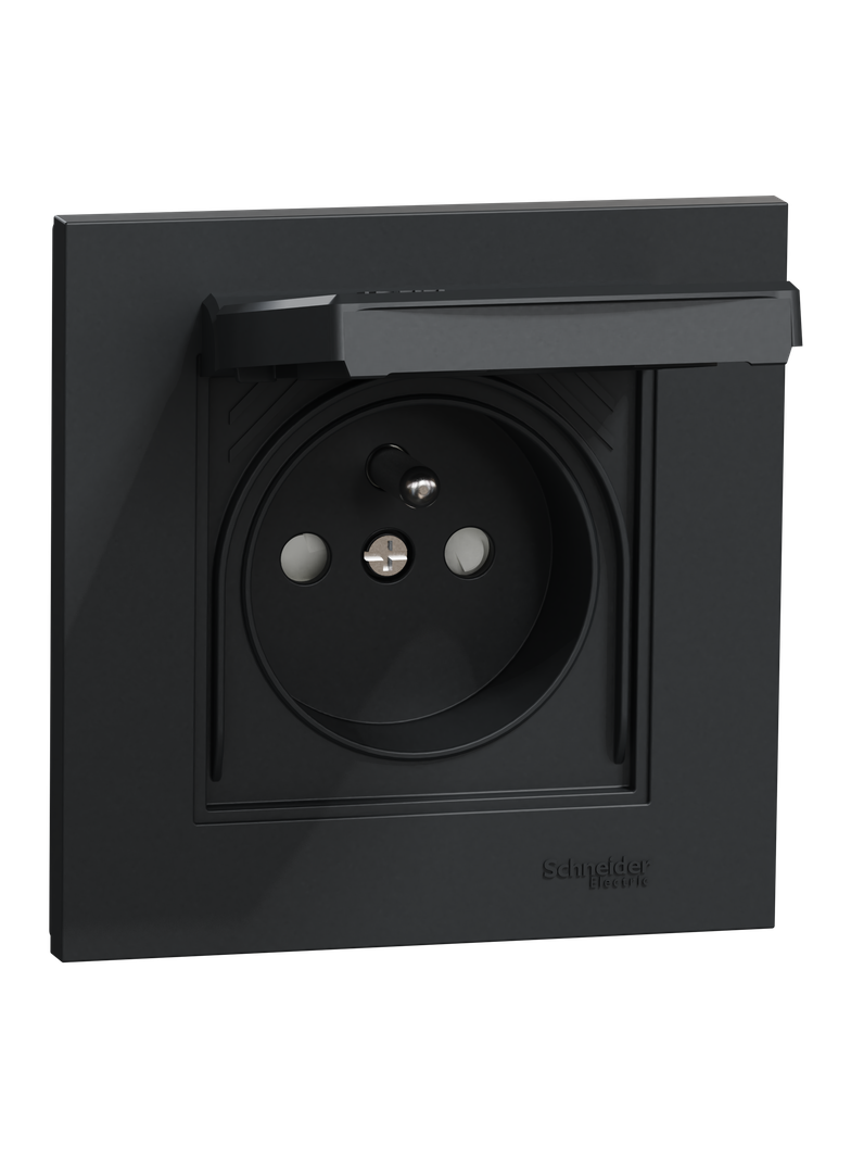 Miluz ED, Gniazdo zasilające 2P+PE 16A, IP44, antracyt