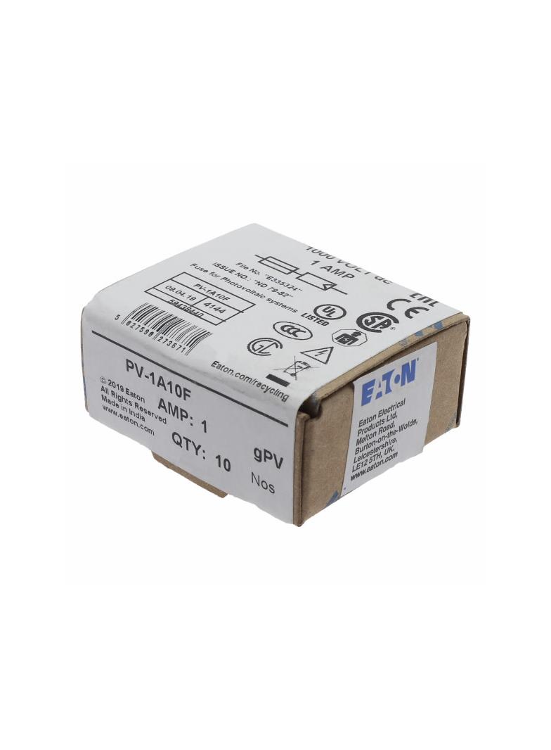 1AMP 1000VDC SOLAR FERRULE 10 X 38MM 1A 1000Vdc wkładka cylindryczna 10x38 do PV PV-1A10F EATON