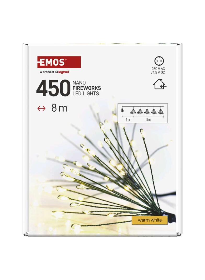 Lampki świąteczne nano łezki frędzle 450 LED 8 m ciepła biel IP20 timer D3AW11 EMOS