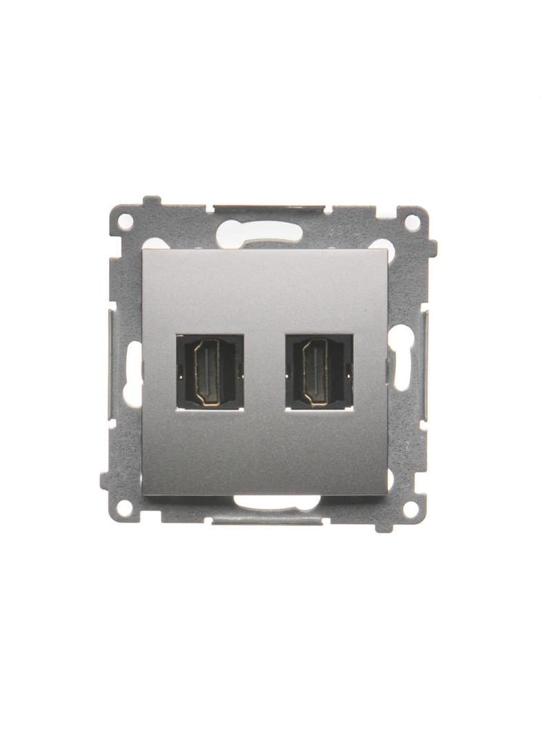 Simon 54 Gniazdo HDMI podwójne srebrny mat