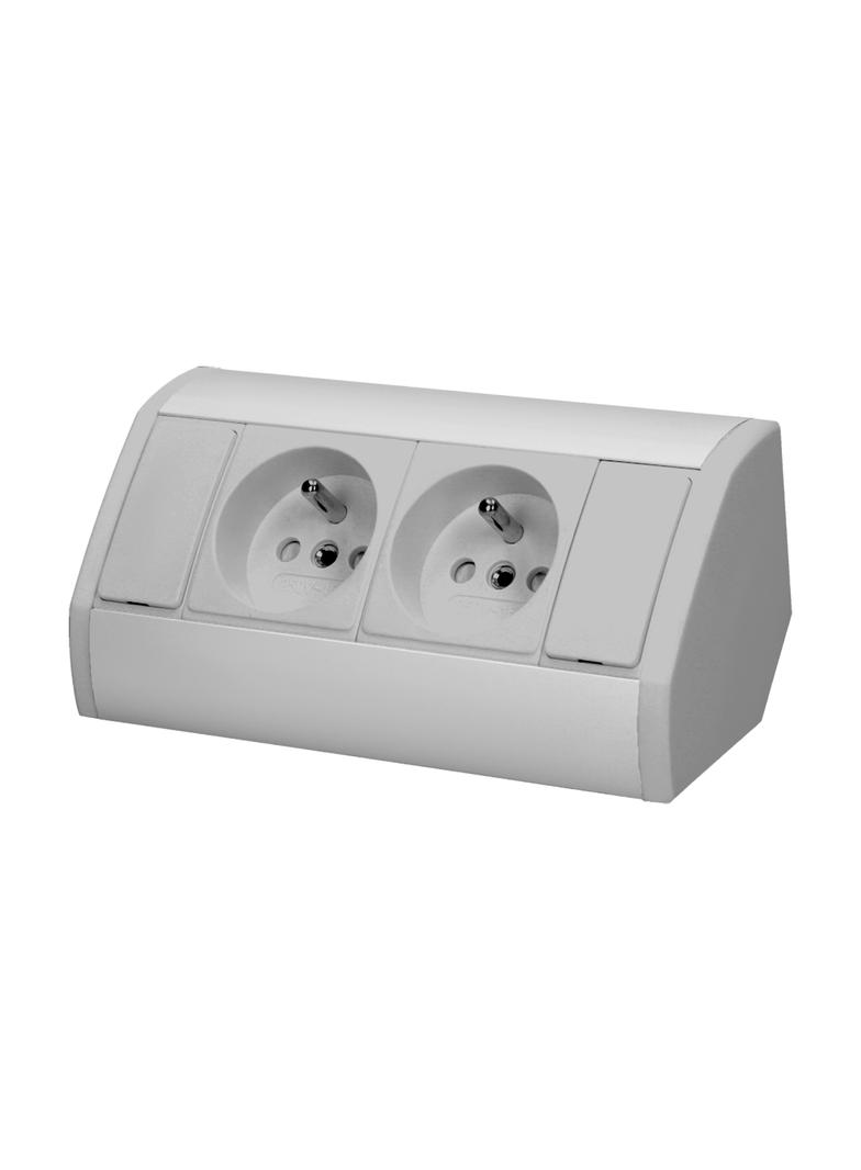 Gniazdo meblowe 2x2P+Z, szaro-srebrne