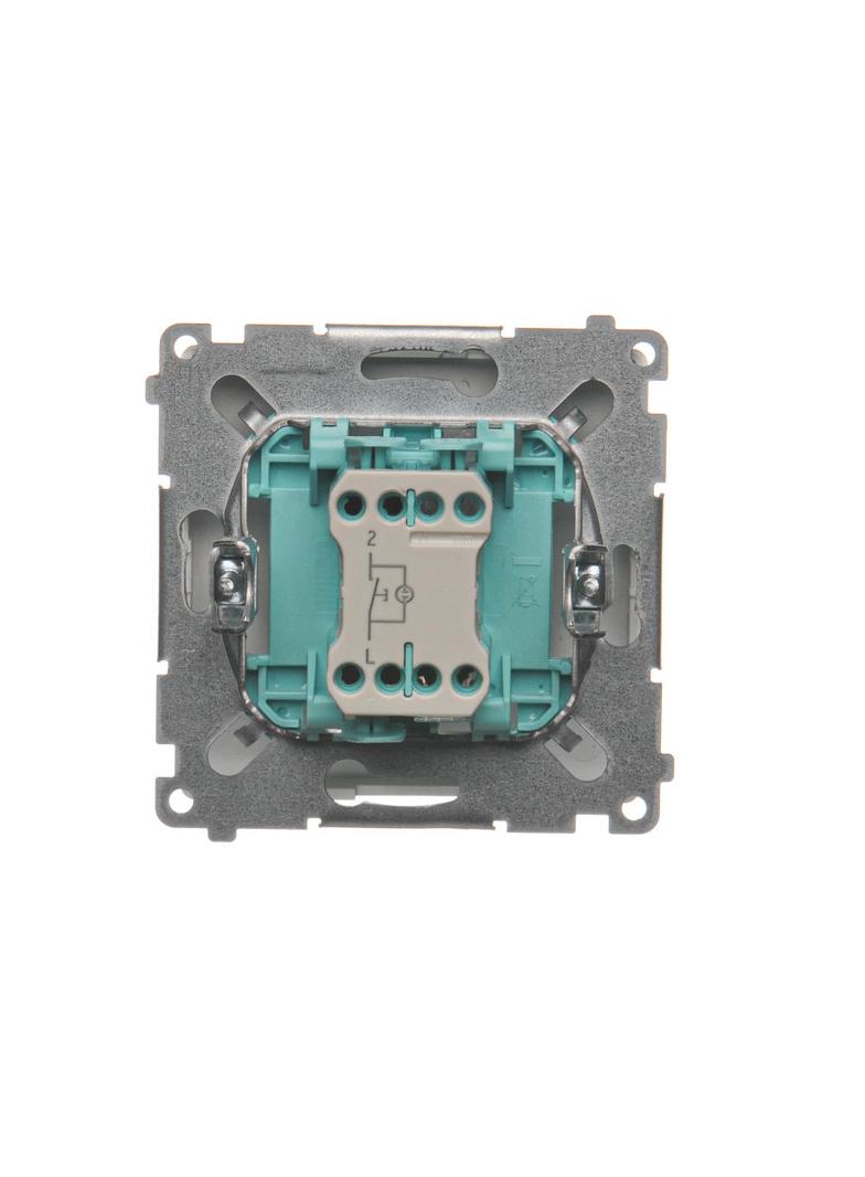 Simon Basic Przycisk pojedynczy zwierny bez piktogramu z podświetleniem LED 10A szybkozłączka srebrn