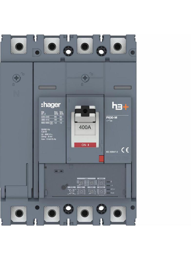 MCCB Wyłącznik mocy h3+ P630 LSI 4x400A 50kA HMW401JR HAGER