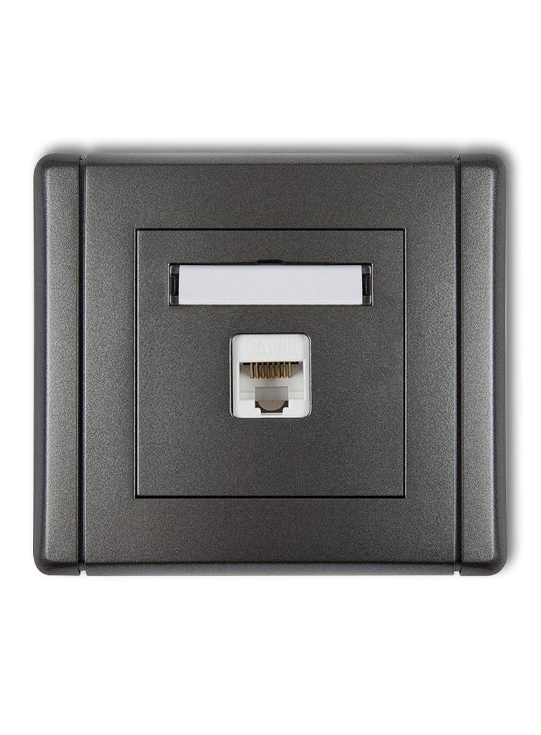 FLEXI Gniazdo komputerowe pojedyncze 1xRJ45, kat. 6, ekranowane, 8-stykowe grafitowy