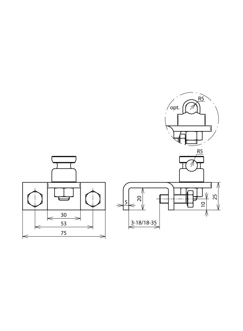 Zacisk krawędziowy 5-18 mm, do drutu 6-10 mm, St/tZn