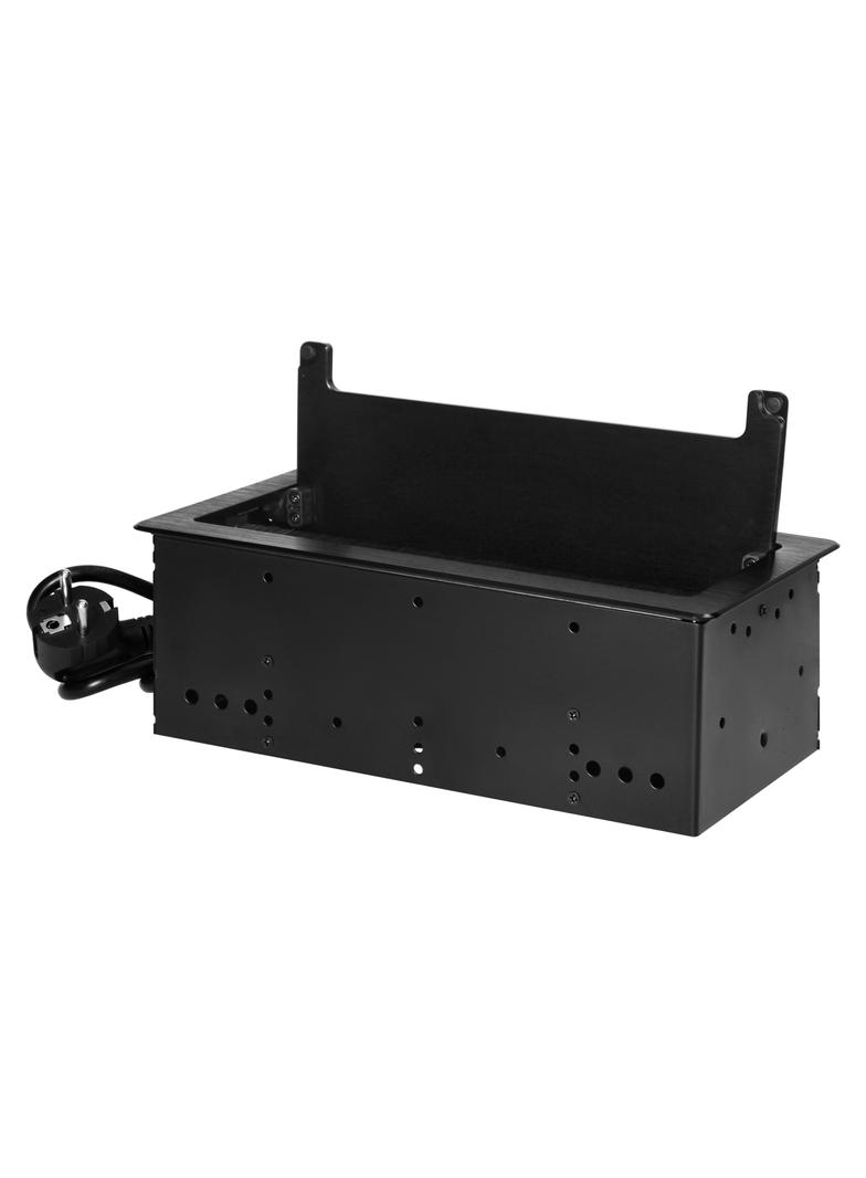 Gniazdo meblowe wpuszczane w blat z płaskim frezowanym rantem szczotką przeciwkurzową i przewodem 1,