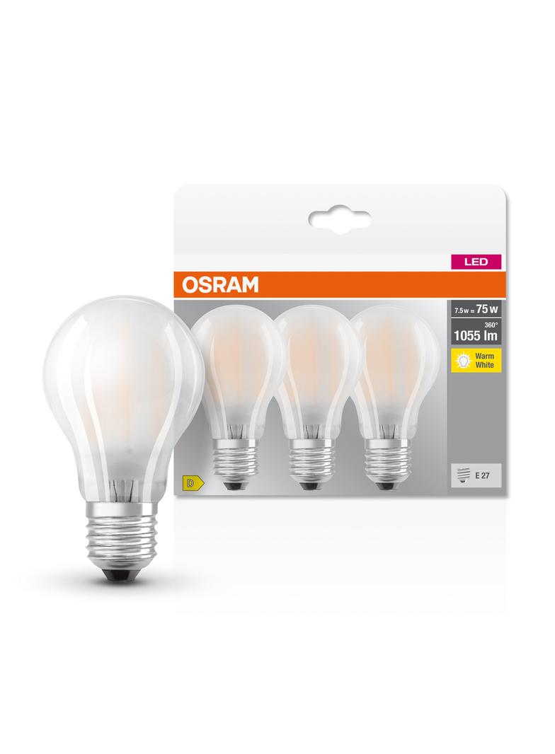 Żarówka LED x3 A60 E27 7.5W = 75W 1055lm 2700K Ciepła 300° BASE Osram