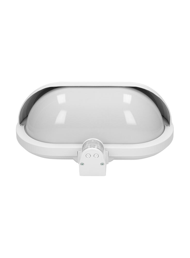 MUSAM, oprawa ogrodowa z czujnikiem ruchu 180st, 1x60W, E27, IP44, z przesłoną, plastik, biała LF-1/W ORNO
