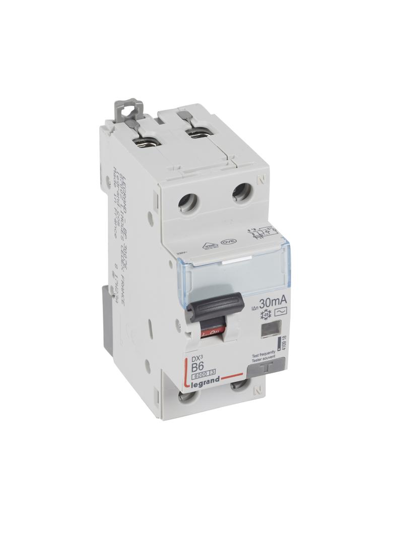 Wyłącznik Różnicowo-Nadprądowy 2P 6A B 0,03A Typ AC P312 DX3 410918 LEGRAND