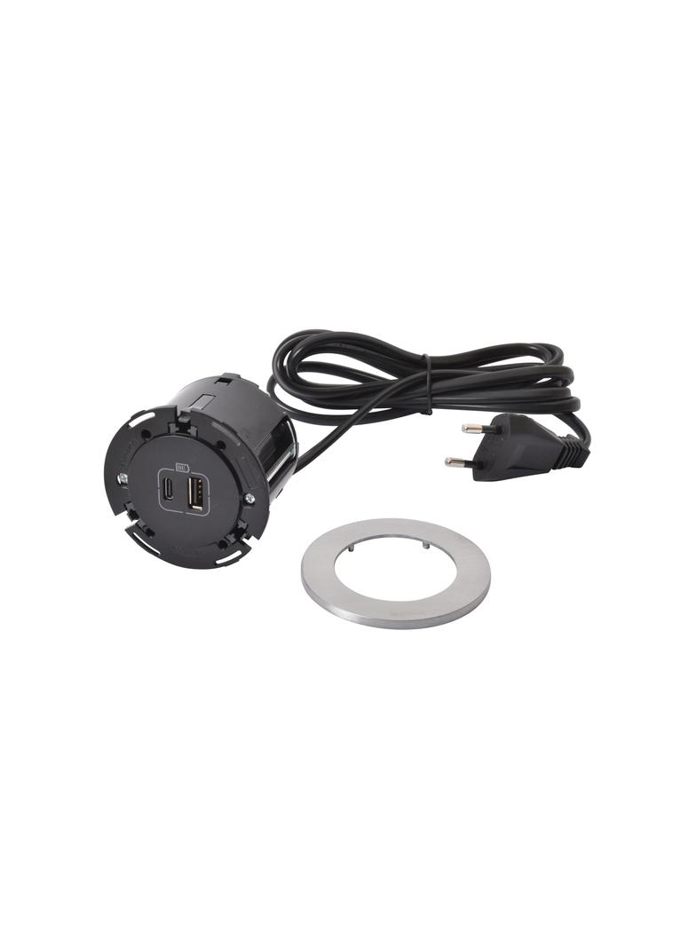INCARA: DISQ 60 - USB A+C - 2,0 M-METAL/CZARNY, Legrand