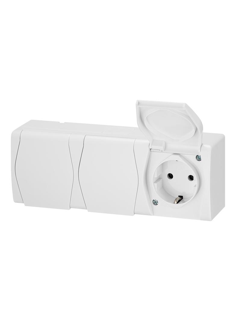 GNIAZDO HERMES 2 3X2P+Z SCHUKO BIAŁE IP44