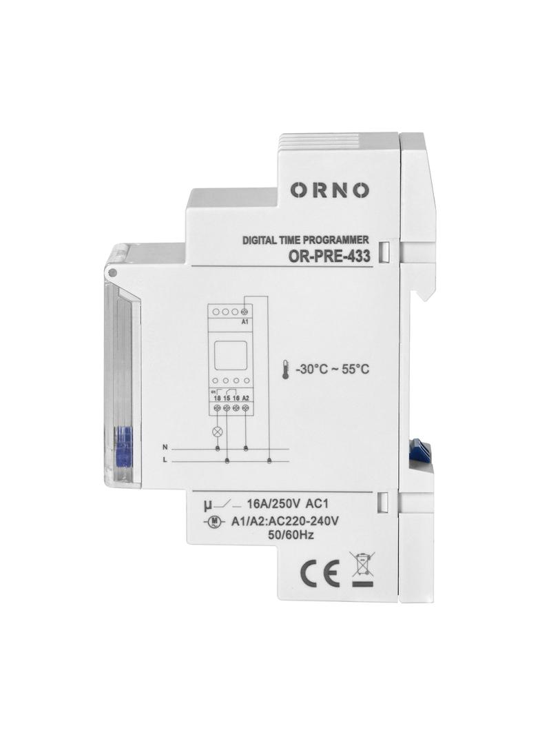 Programator czasowy wyłącznik LCD cyfrowy 52 programy na szynę ORNO