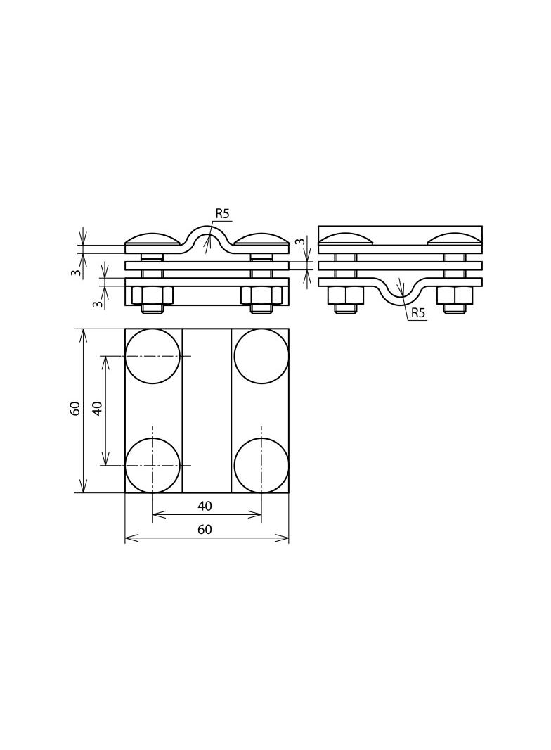 Zacisk krzyżowy, stal nierdzewna NIRO ( V4A) do drutu 8-10/8-10 mm, drutu 8-10/płask. 30 mm-płask. 3