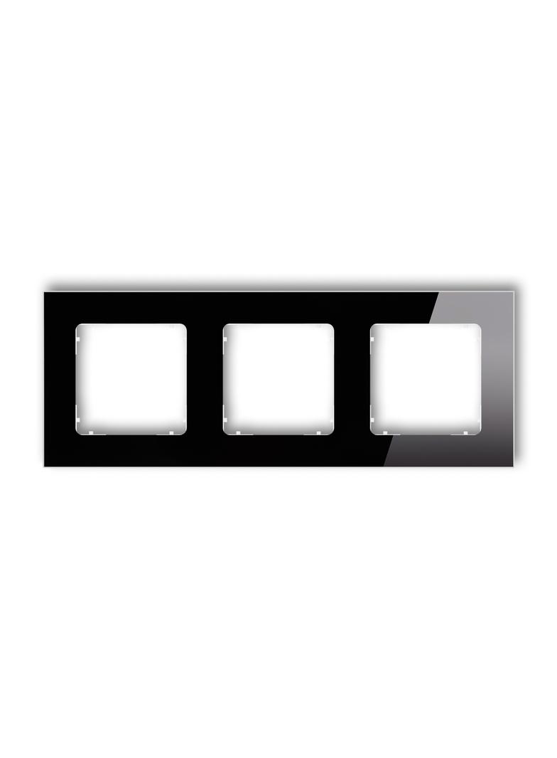 ICON Ramka uniwersalna potrójna kwadratowa - efekt szkła (ramka: czarna; spód: biały) czarny