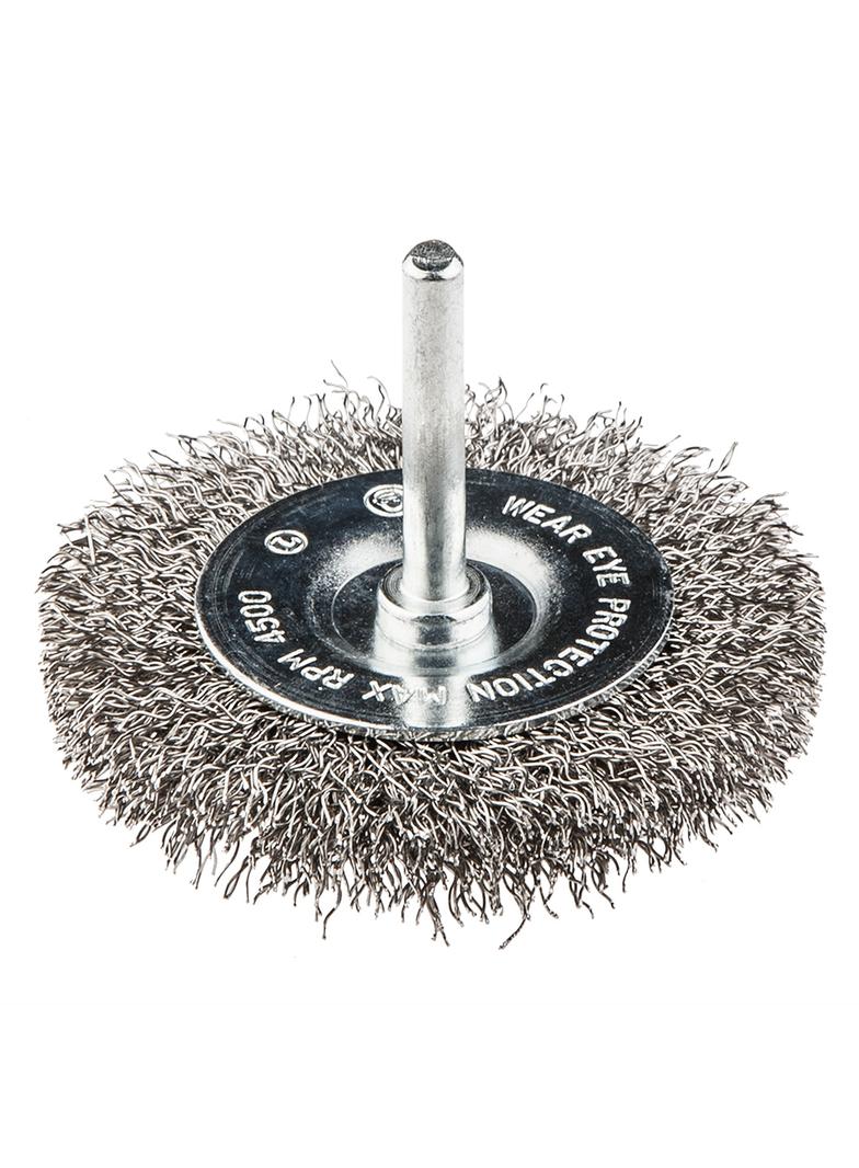 Szczotka druciana tarczowa z trzpieniem 50 mm, INOX