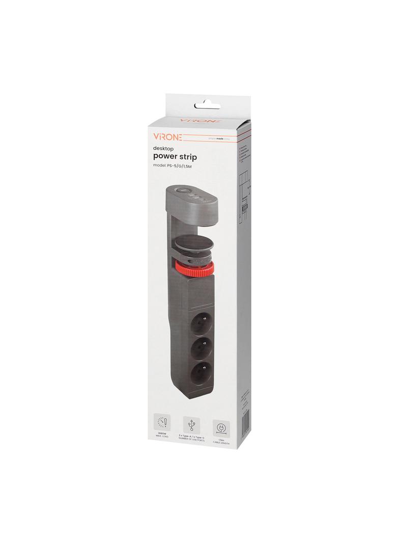 Przedłużacz biurkowy 3-krotny 2P+Z 2xUSB+1 typu C 1,5m PS-5/G/1,5M ORNO