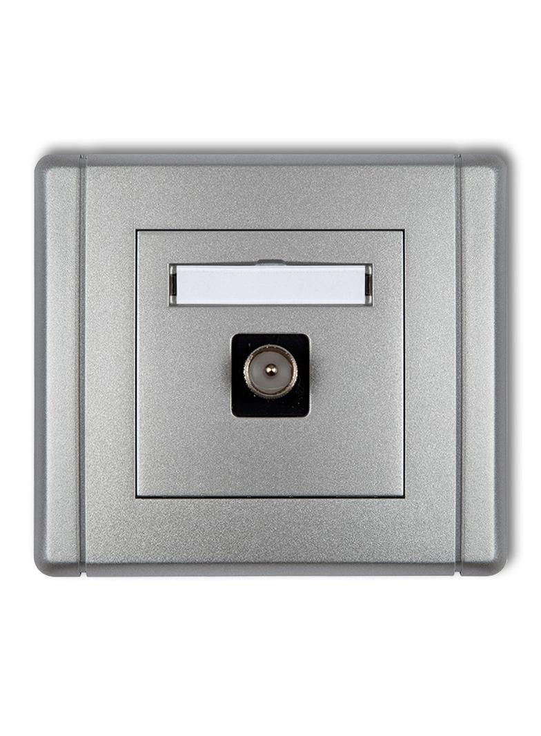 FLEXI Gniazdo antenowe pojedyncze TV srebrny metalik