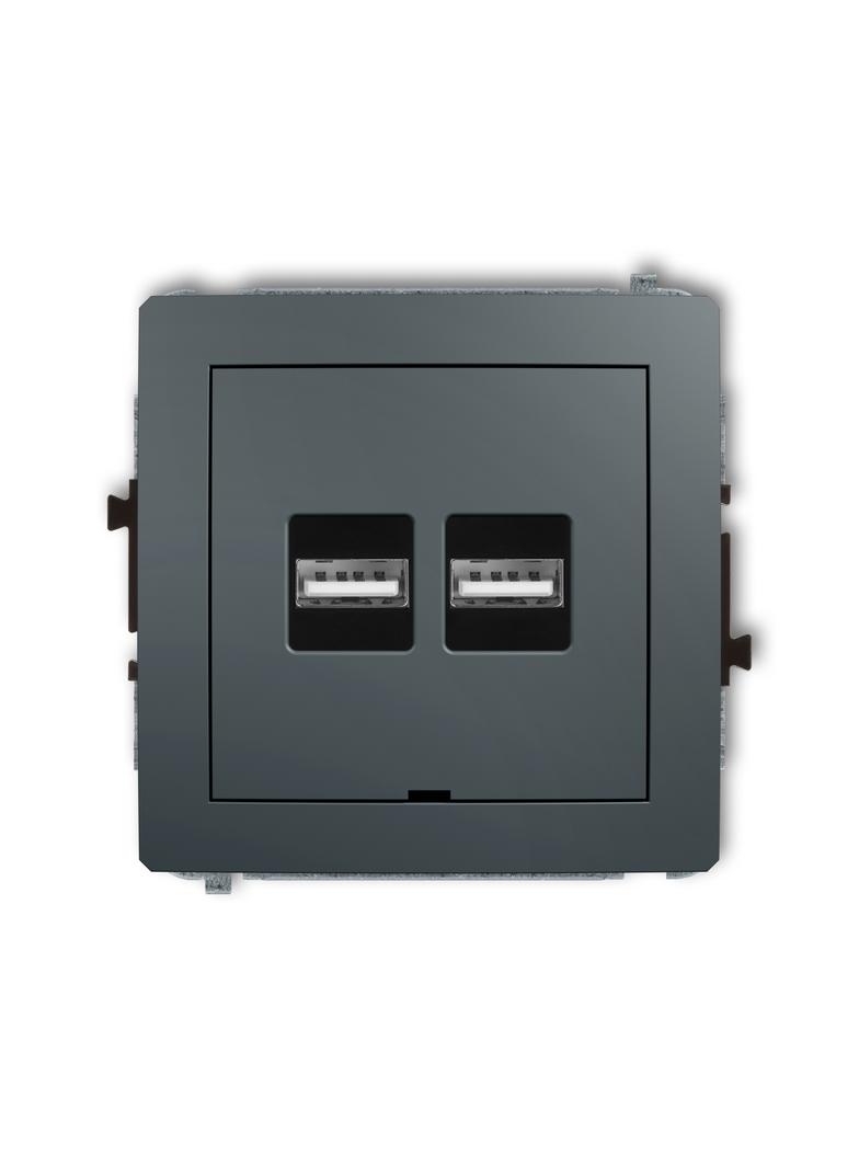 DECO Ładowarka USB podwójna 2xUSB A, 15,5W max., 5V, 3.1A, bez pola opisowego grafitowy mat 28DCUSBBO-6 KARLIK