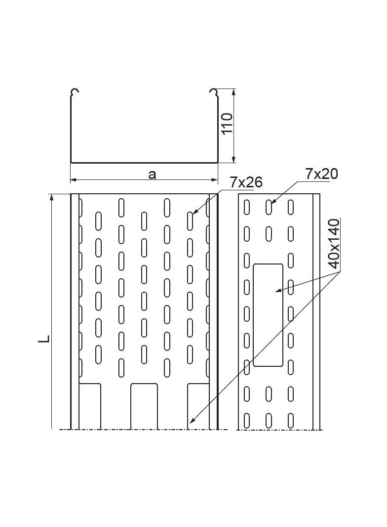 KAP150H110/3 Korytko 1,5 mm