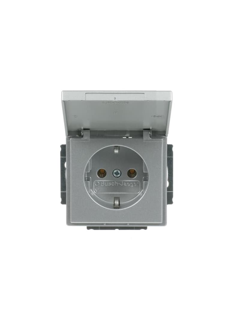 FUTURE Gniazdo SCHUKO z klapką Blokada klapki w pozycji otwartej aluminiowo srebrny 2CKA002018A1487 ABB