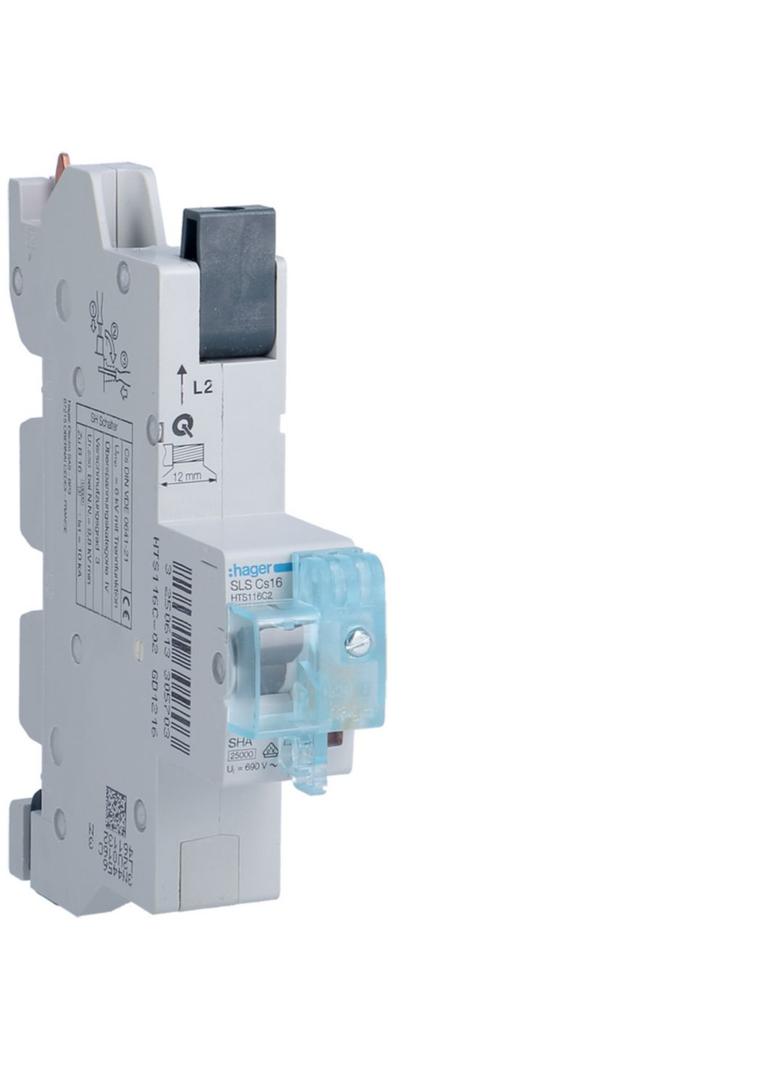 MCB SLS Wyłącznik nadprądowy selektywny 1P L2 Cs 16 A szyny Cu 40-12x5/10mm HTS116C2 HAGER