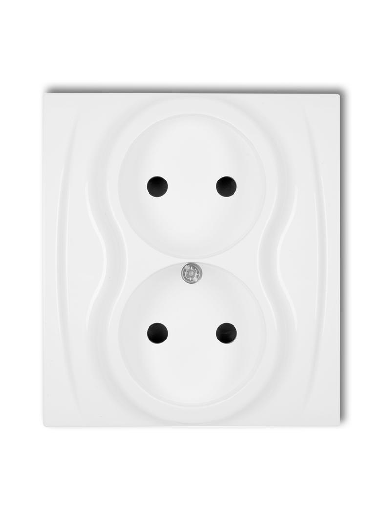 LOGO Gniazdo podwójne bez uziemienia 2x2P (przesłony torów prądowych) biały