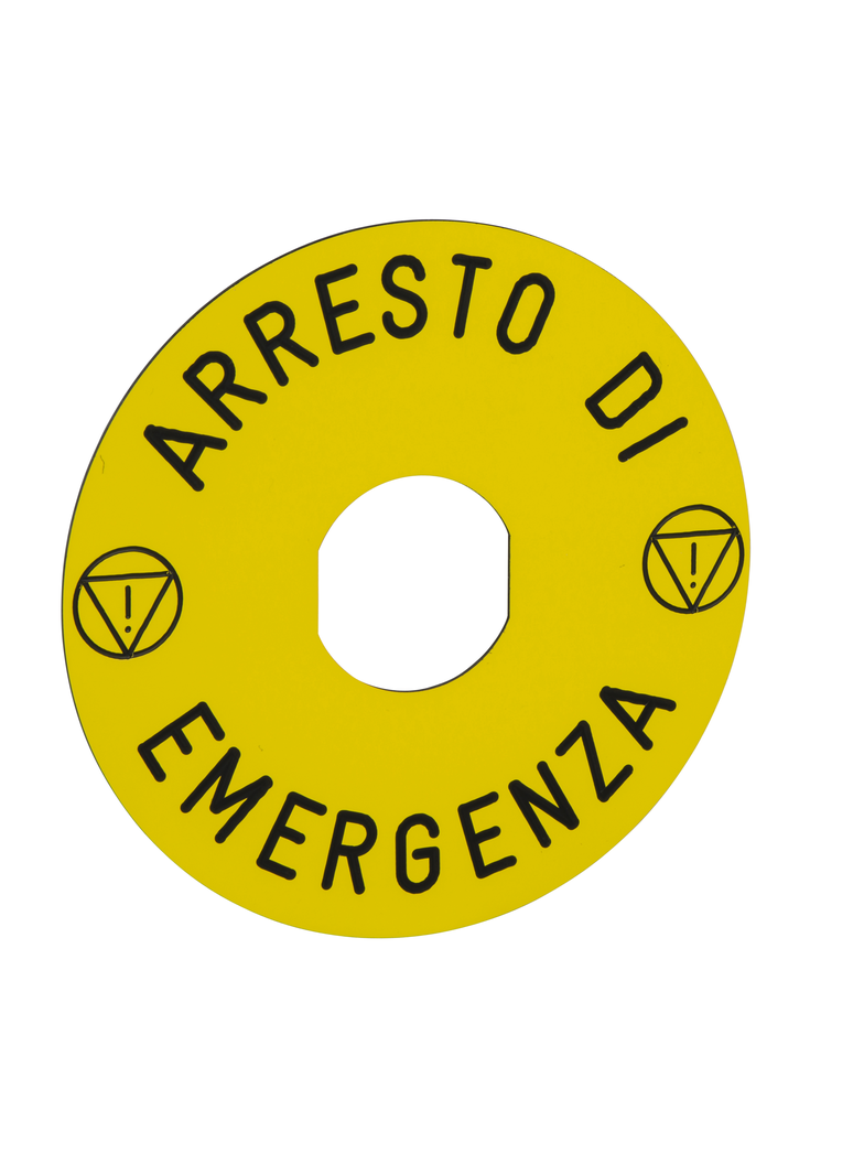 Harmony XB4 Etykieta oznaczeniemfi90 do przycisku awaryjnego zatrzymania ARRESTO DE EMERGENCA/logo ISO13850 ZBY8630 Schneider