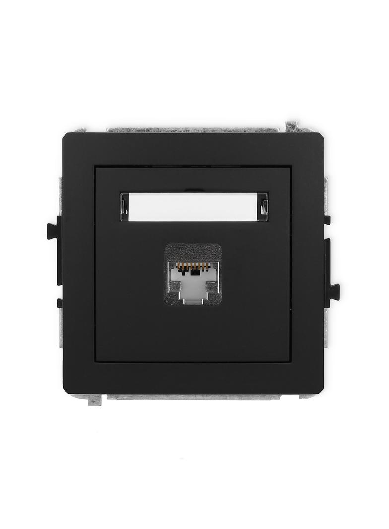 DECO Mechanizm gniazda komputerowego pojedynczego 1xRJ45, kat. 5e, ekranowany, 8-stykowy czarny mat