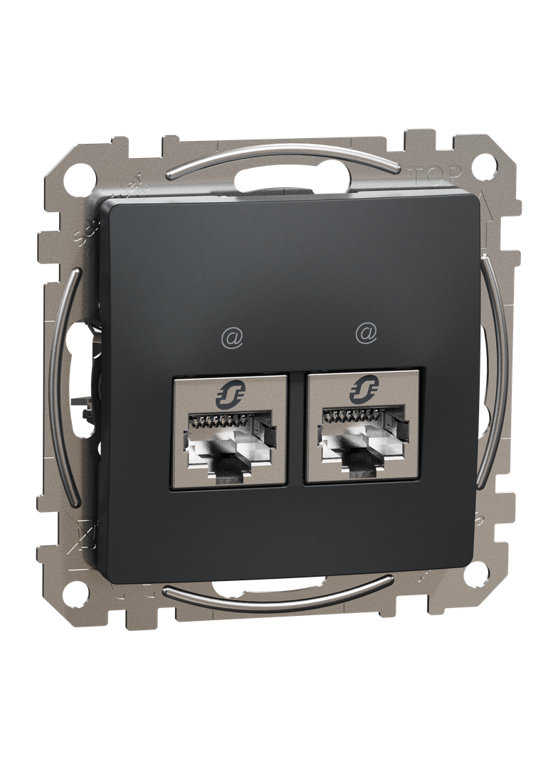 Sedna Design & Elements, gniazdo komputerowe 2xRJ45 kategoria 6A STP, czarny antracyt