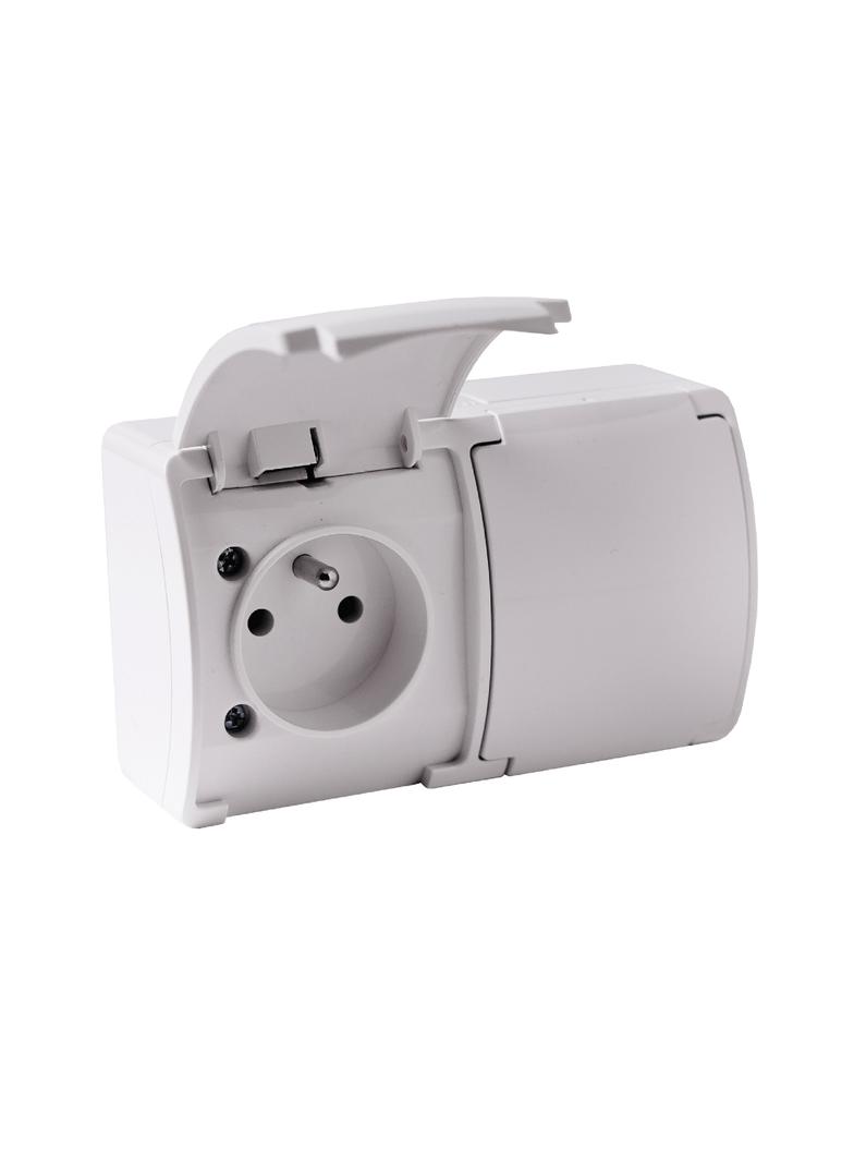 Gniazdo podwójne AQUATIC IP44 biały 10 szt. OR-OE-7106/W/10 ORNO