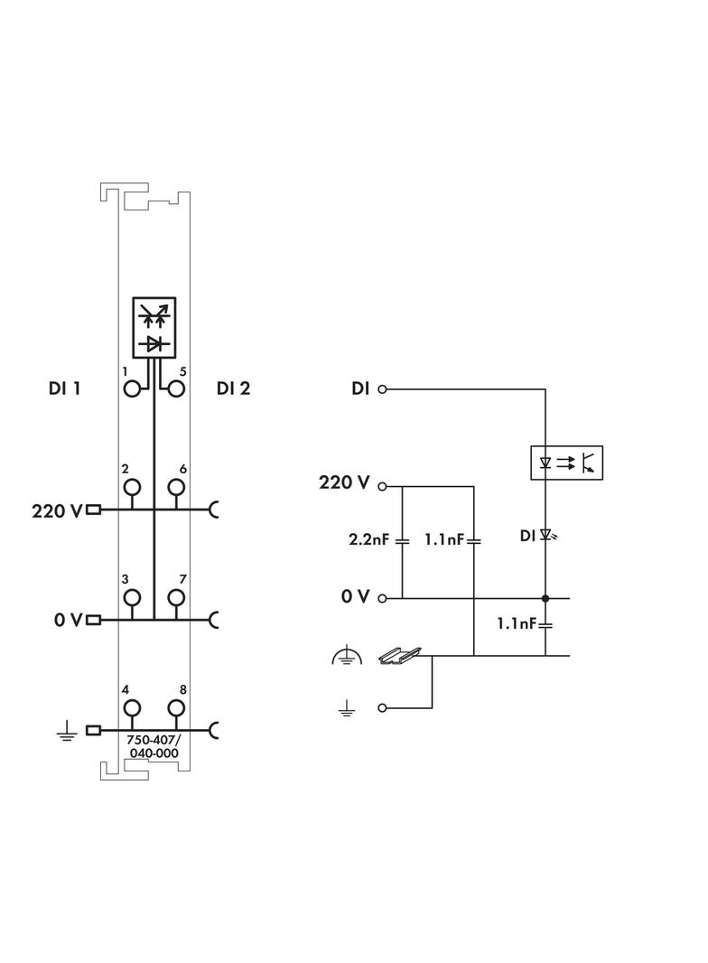 moduł wejść dwustanowych XTR 2-kanałowy 220 V DC WAGO