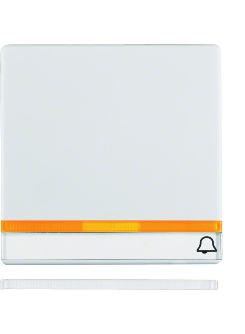 BERKER Q.1/Q.3/Q.7 Klawisz 2 soczewką z polem opisowym nadrukowany symbol dzwonek biały aksamit 1628