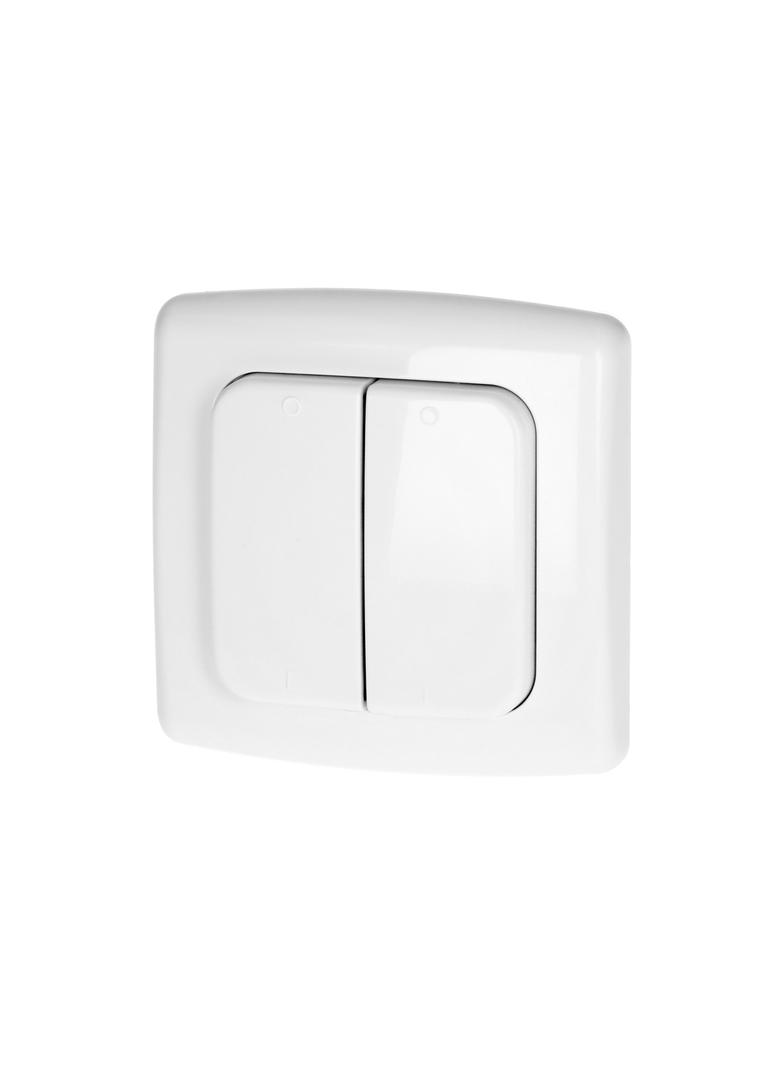 Włącznik podwójny natynkowy do zdalnego sterowania włącznikami podtynkowymi i gniazdami,z nadajniki