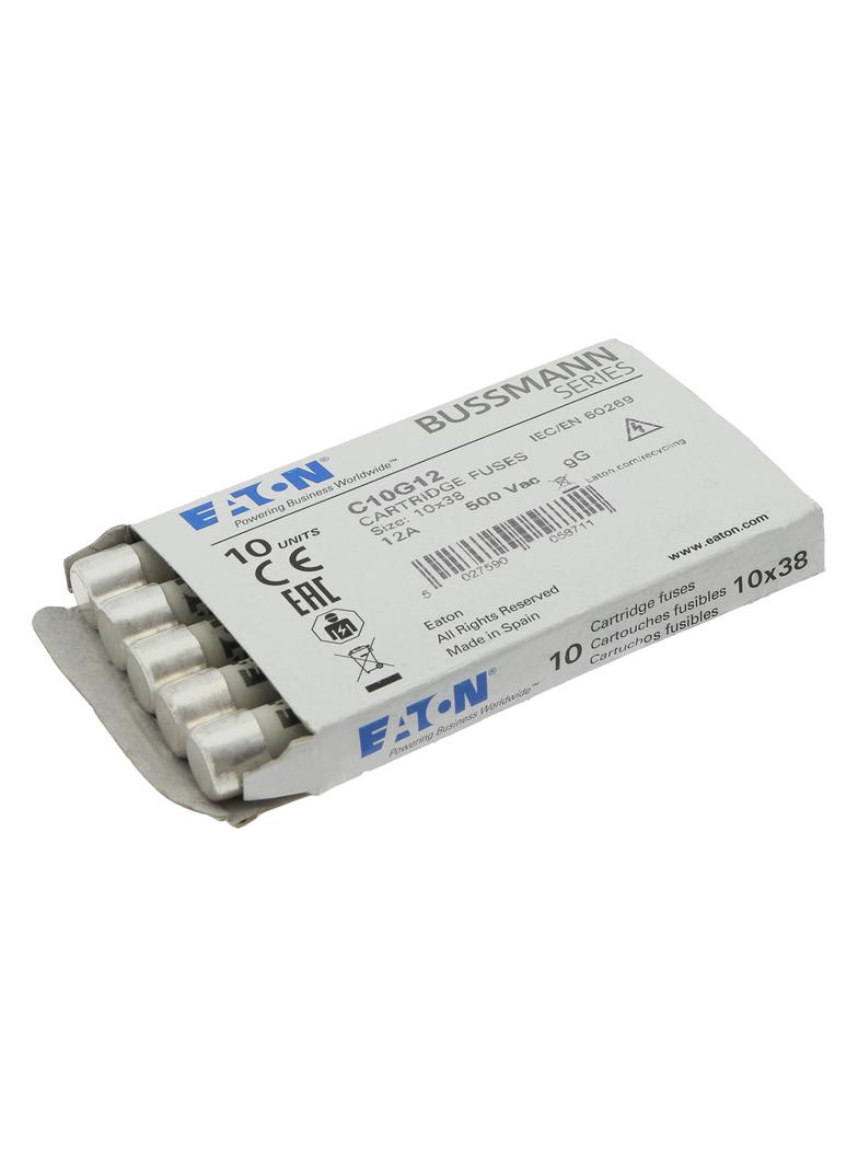 CYLINDRICAL FUSE 10 x 38 12A GG 500V AC Wkładka cylindryczna 10 x 38mm 12A GG 500V AC C10G12 EATON