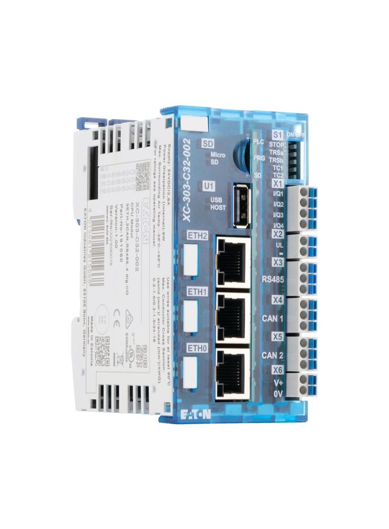 XC-303-C32-002 PLC XC300: CAN1 CAN2 RS485 ETH0 ETH1 ETH2 4DIO 191080 EATON