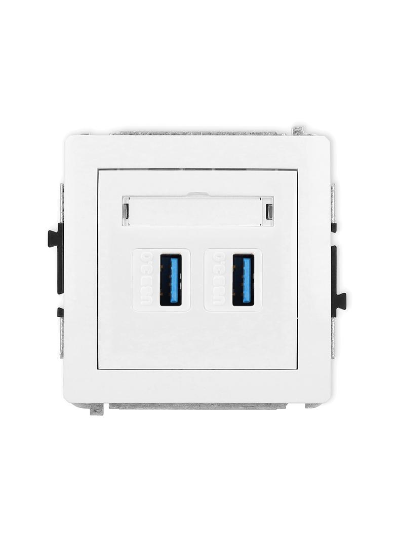 DECO Mechanizm gniazda podwójnego 2xUSB A-A 3.0 biały