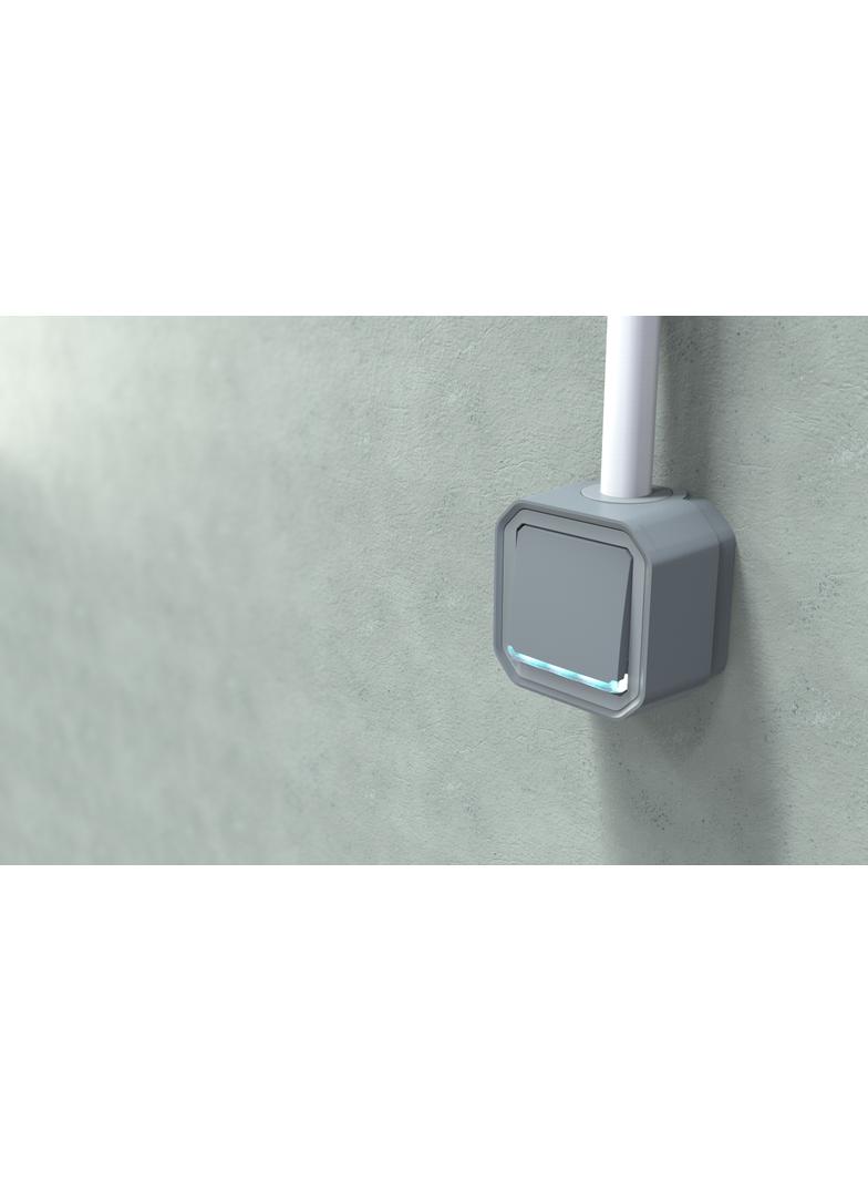 NOWE PLEXO - PRZY. JEDNOBIEGUNOWY Z PODŚWIETL. KOMPLET NATYNK. 10A-250V~ SZARY