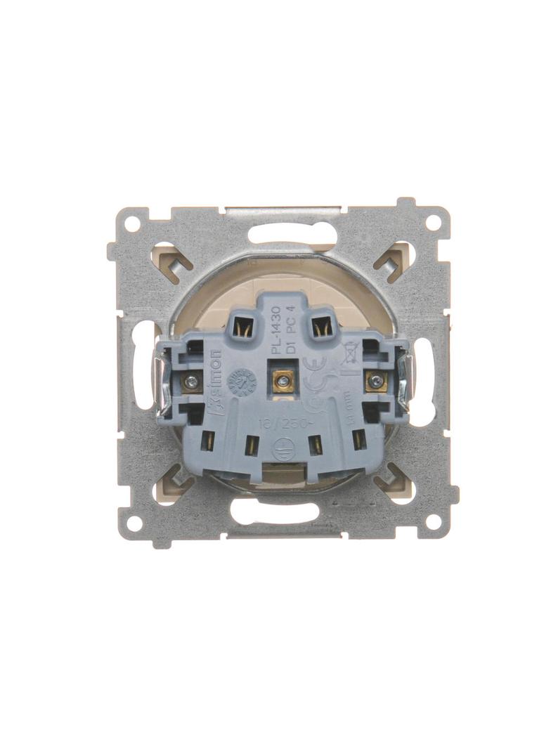 Simon 54 Gniazdo z/u i przesłonami 16A z. śrub. kremowy