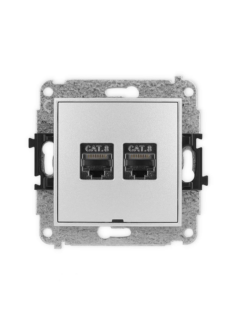 ICON Mechanizm gniazda komputerowego podwójnego 2xRJ45, kat. 8, ekranowany, 8-stykowy, bez pola opis