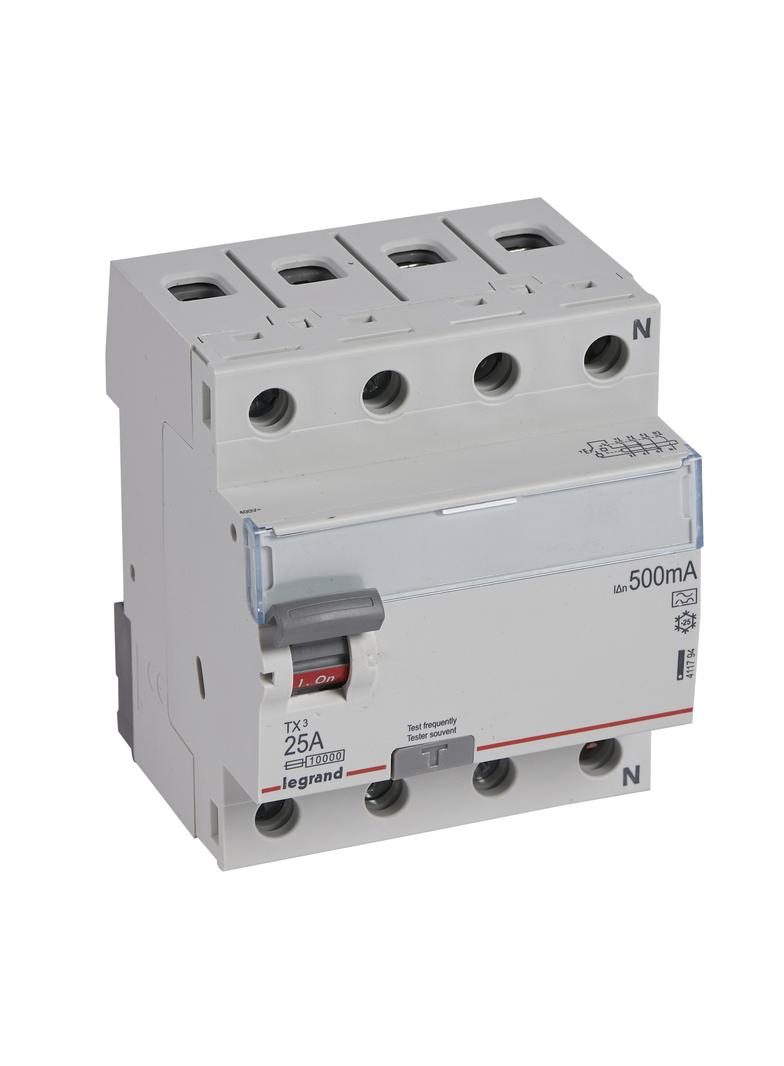WYŁĄCZNIK RÓŻNICOWOPRĄDOWY P 304 4P 25A 500MA TYP A SERII TX3, Legrand
