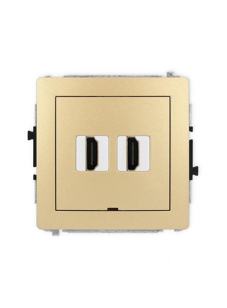 DECO Mechanizm gniazda podwójnego HDMI 2.0, bez pola opisowego złoty