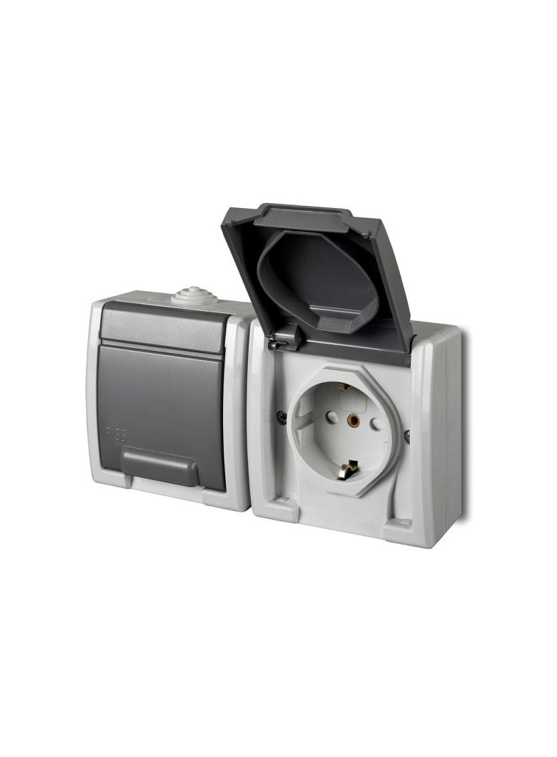 GNT AQUANT gniazdo 2x2P+Z schuko szare IP55