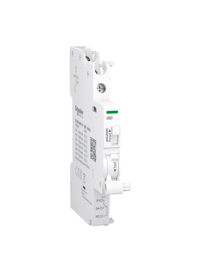 Styk sygnalizacyjny Acti9 iSD (wskazanie wyzwolenia elektrycznego), 1 przemienny (1 CO), zaciski gór