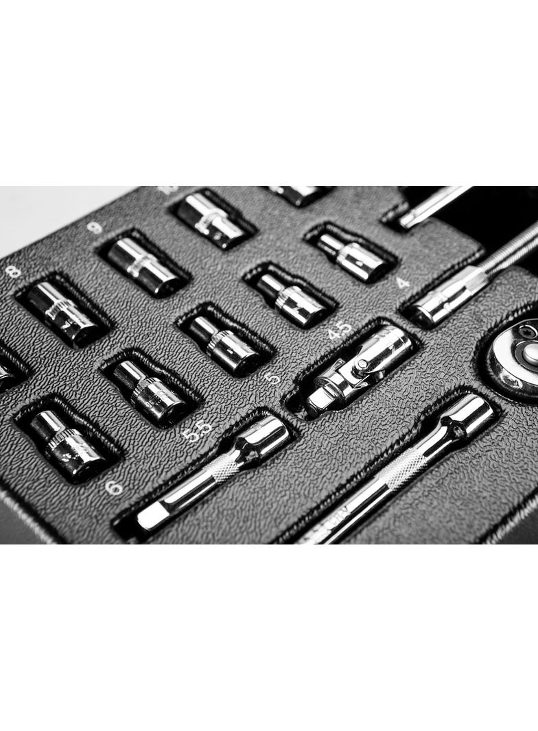 Klucze nasadowe 1/4", zestaw 19 szt., wkładka