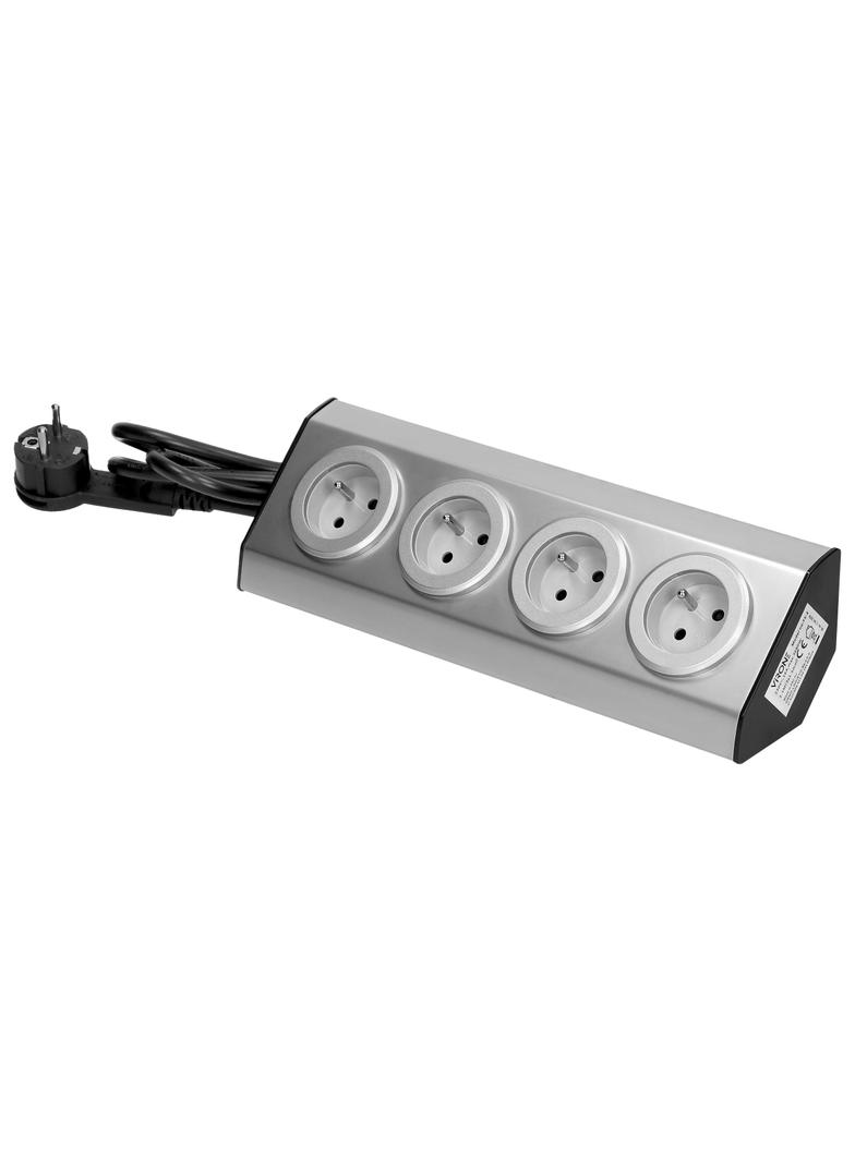 Gniazdo meblowe kuchenne montowane na rzepy 4x2P+Z INOX z przewodem 1,5m. FS-2 ORNO