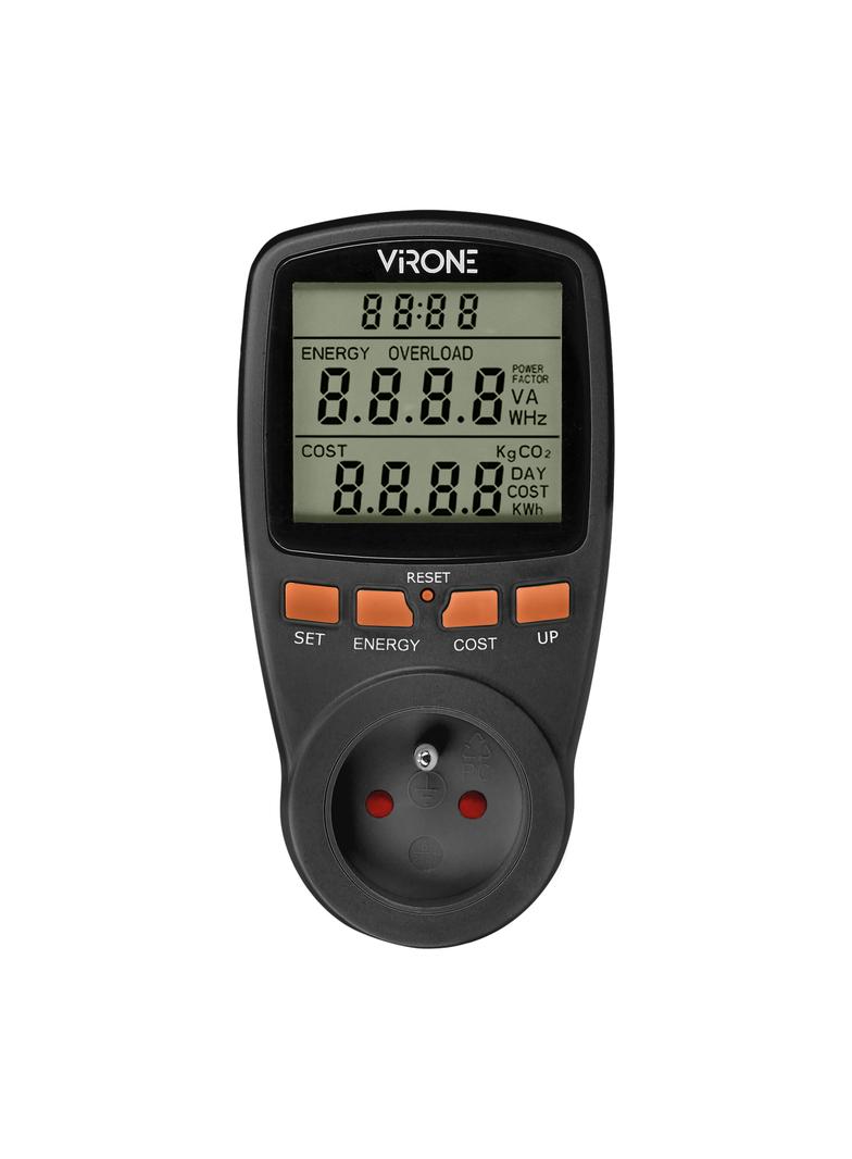 Jednotaryfowy watomierz kalkulator energii z wyświetlaczem LCD jedna taryfa wbudowany akumulator EM-